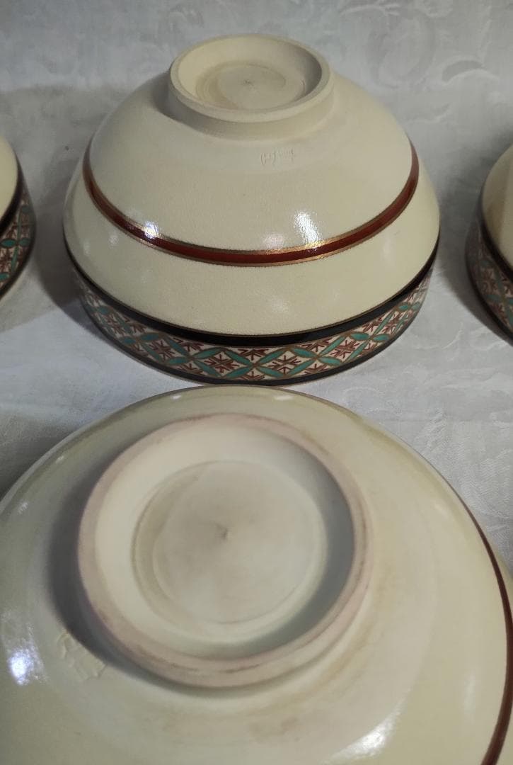 定靖　獨楽形　栄七宝　茶碗　10杯　共箱付　茶道具