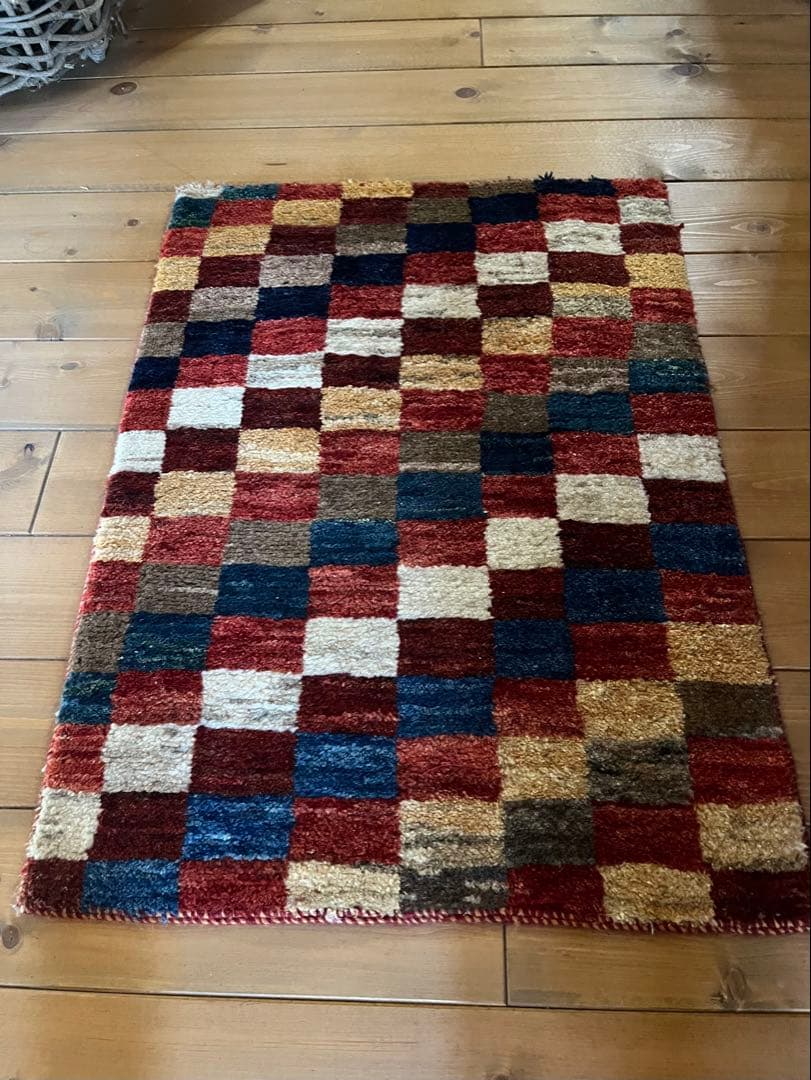 ギャッベ ペルシャ絨毯 86x60cm ギャベ 玄関マット 手織り ラグ 絨毯