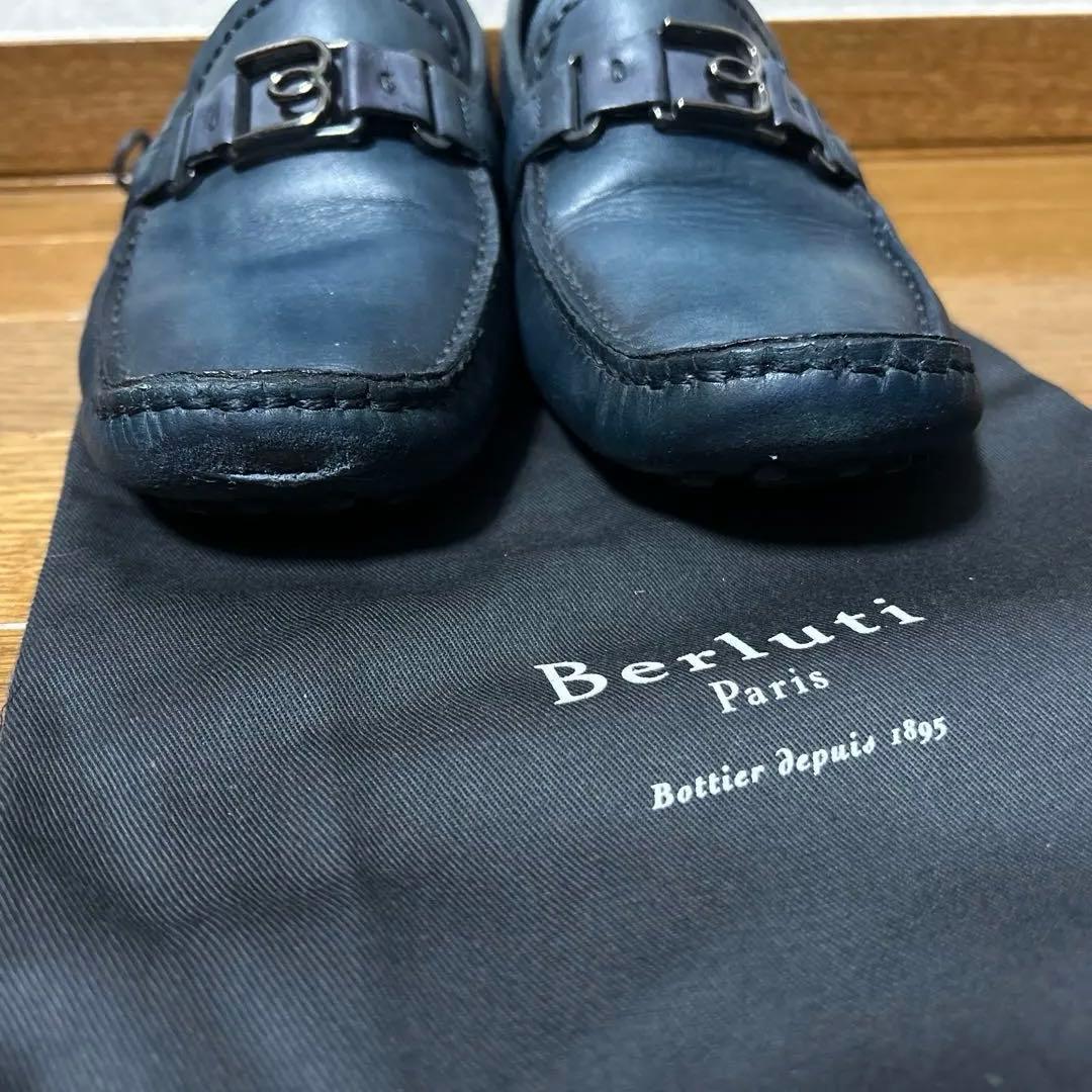 Berluti ネイビー レザー ローファー 保存袋付き