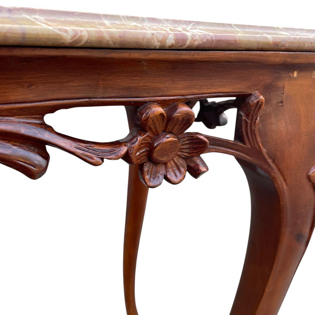 イタリア製　アンティーク調 大理石 サイドテーブル 猫脚　コンソールテーブル