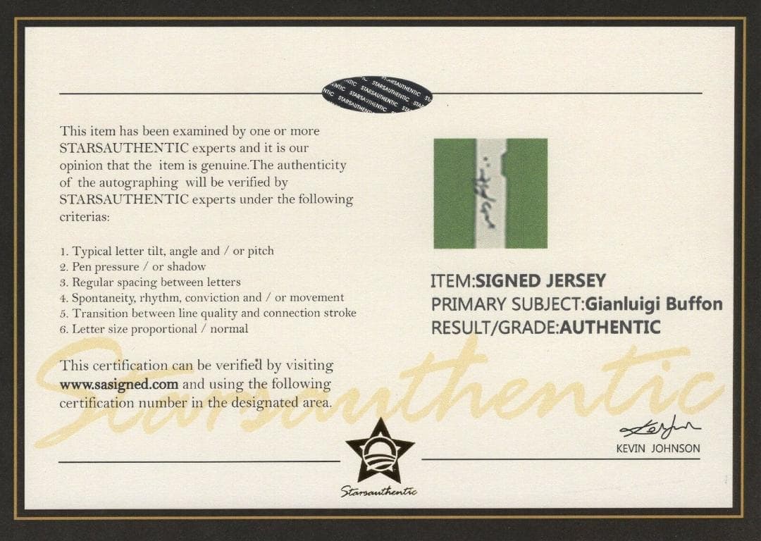 直筆サイン入りユニフォーム ジャンルイジ・ブッフォン 元イタリア代表 サッカー