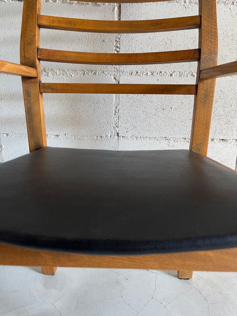 ビンテージ　アームチェア　本革レザー　ダイニングチェア