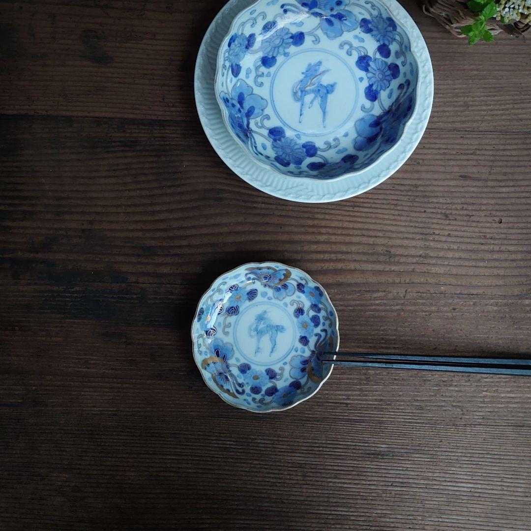 【ご成約】宙吹きガラス クランベリー色の螺旋の氷コップ と骨董の器 おまとめ