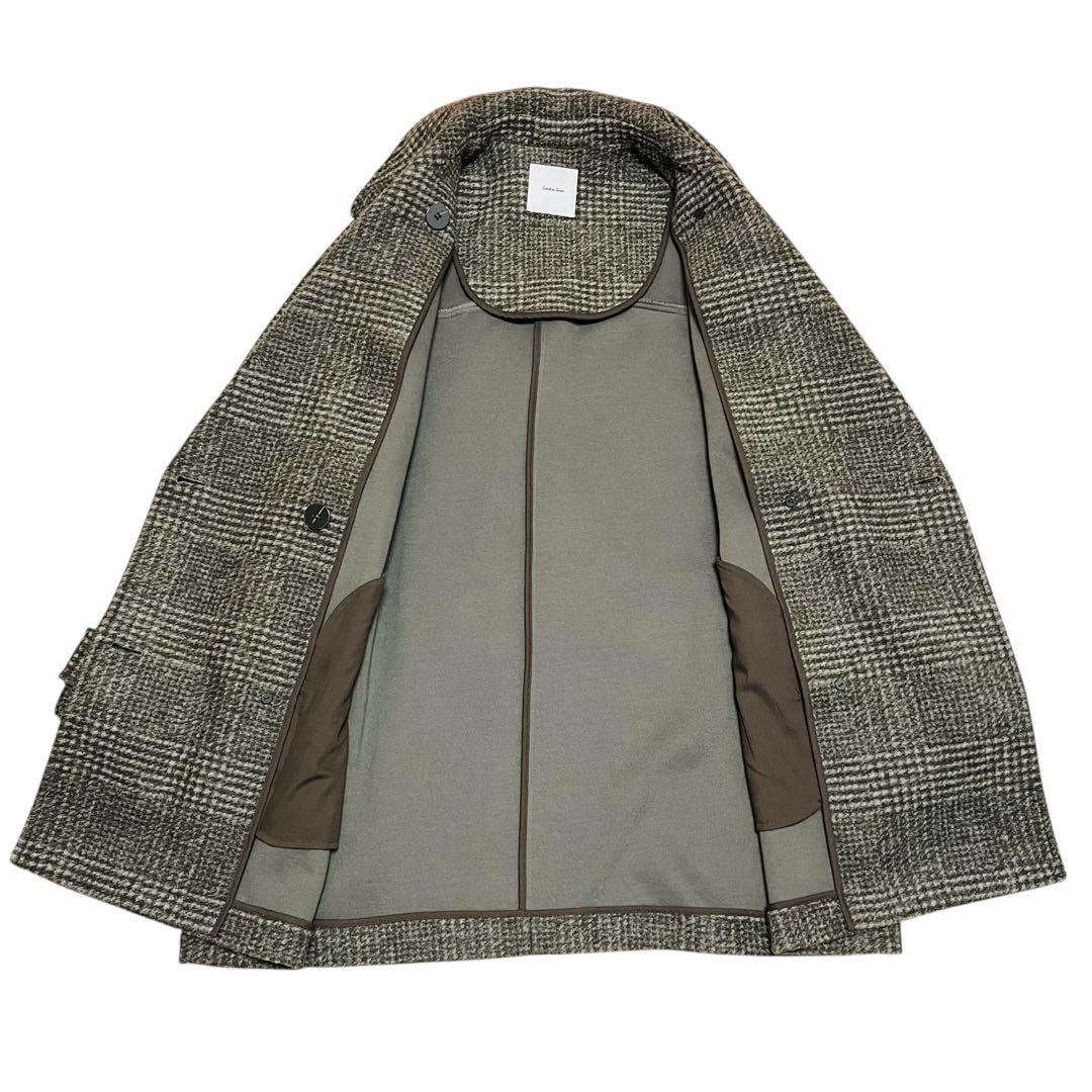 美品✨24AW spick&span Wスライバーチェックハーフコート　ブラウン