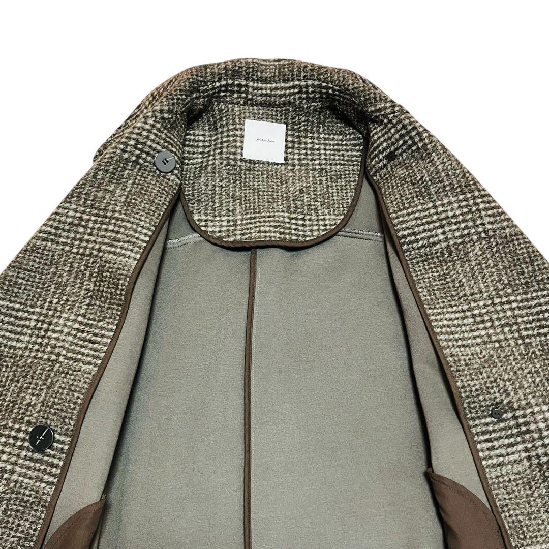 美品✨24AW spick&span Wスライバーチェックハーフコート　ブラウン