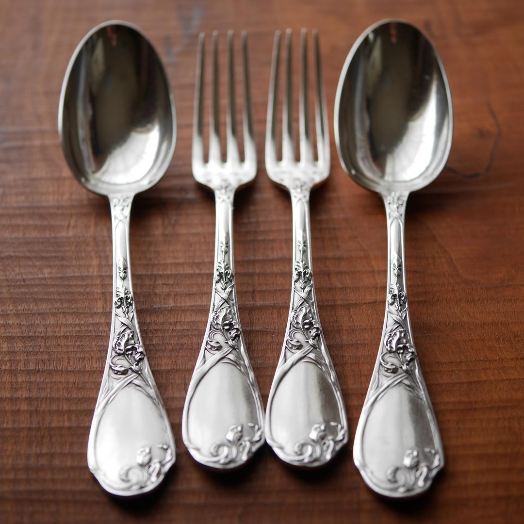 ◆PUIFORCAT◆ピュイフォルカ◆アイリス◆純銀カトラリー2客セット◆