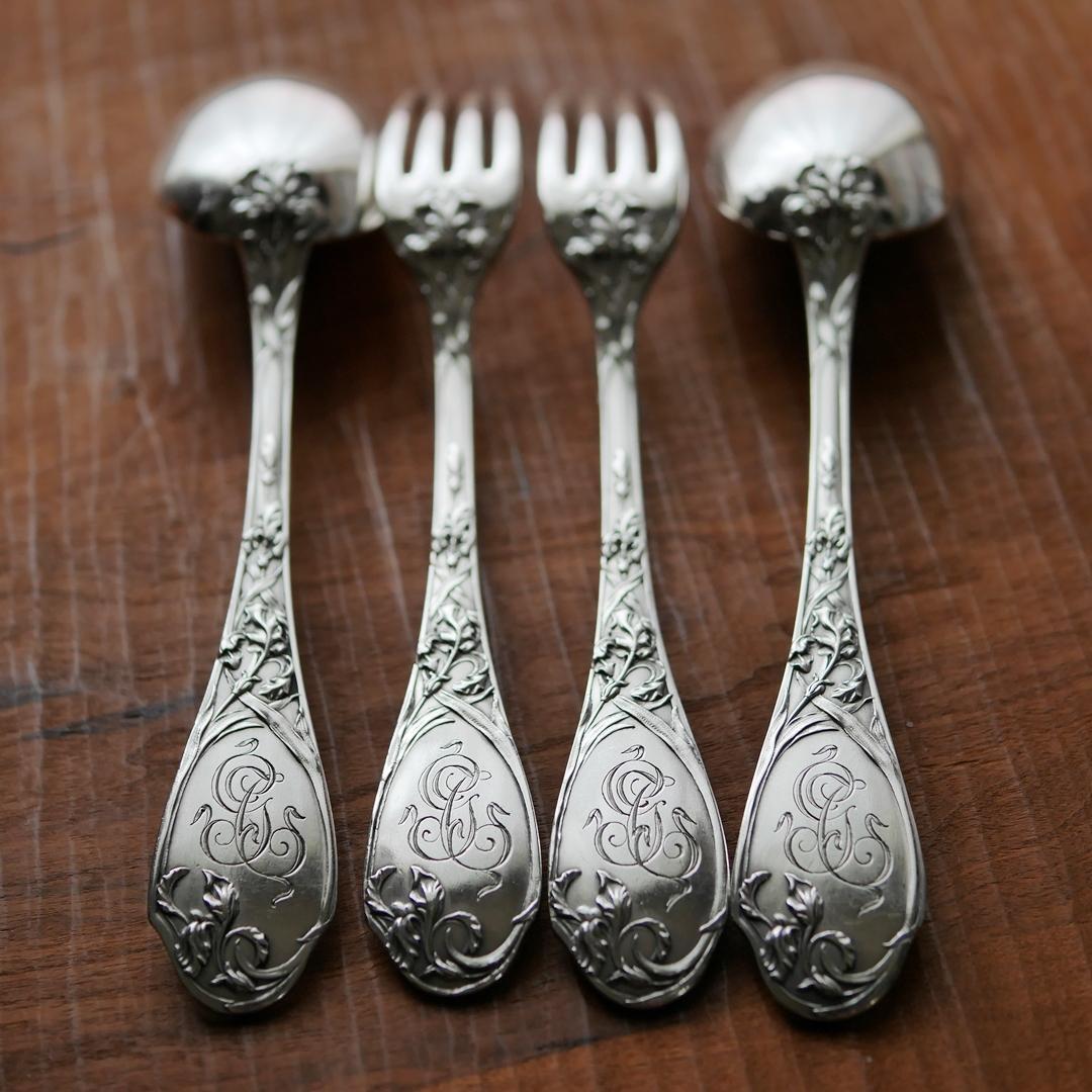 ◆PUIFORCAT◆ピュイフォルカ◆アイリス◆純銀カトラリー2客セット◆