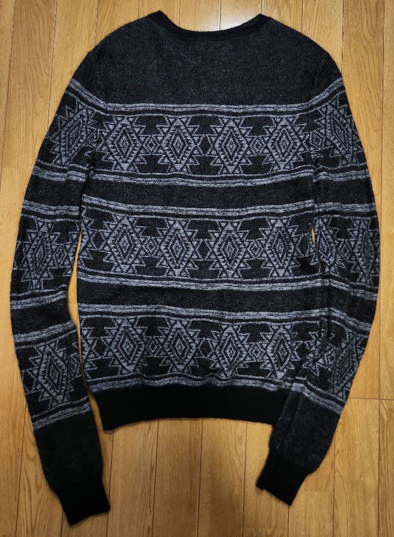 SAINT LAURENT PARIS 幾何学模様 モヘヤ混 ニットセーター