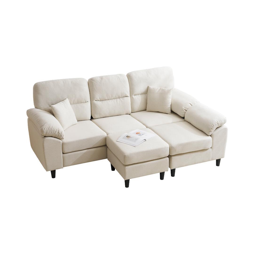 限定セール！ソファ　2-5人掛け　L字　クッション付き　肘付き　WHITE