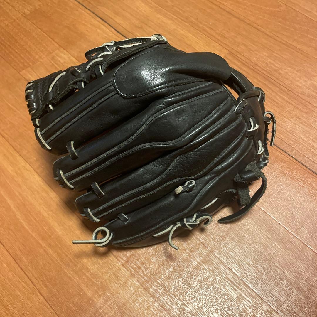 asics 黒 レザー 野球グローブ 収納袋付き
