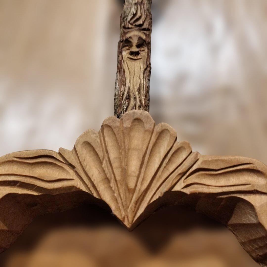 アメリカ製 木彫り天然素材のほうきとちりとりセット