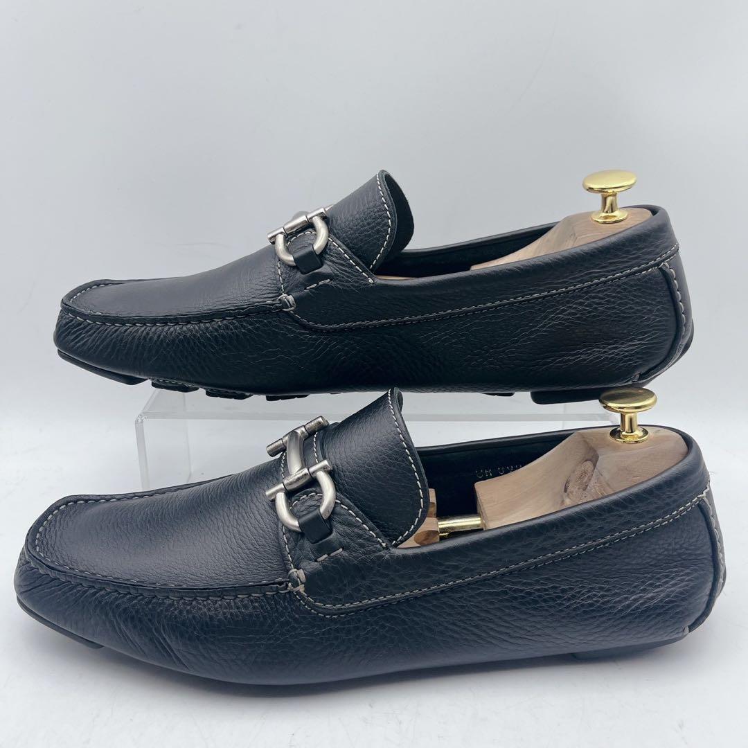 サルヴァトーレフェラガモ ガンチーニ ビット ドライビングローファー シボ革 黒