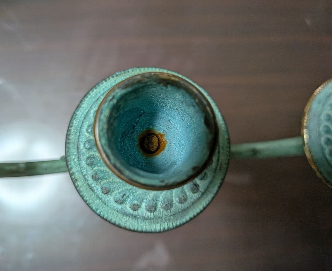 燭台　青銅色 3本アーム 　キャンドルホルダー　イタリアで購入　アンティーク雑貨