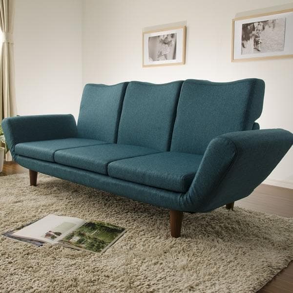 【限定】3人掛けソファ 日本製 リクライニング デザイン 曲線 コンパクトサイズ