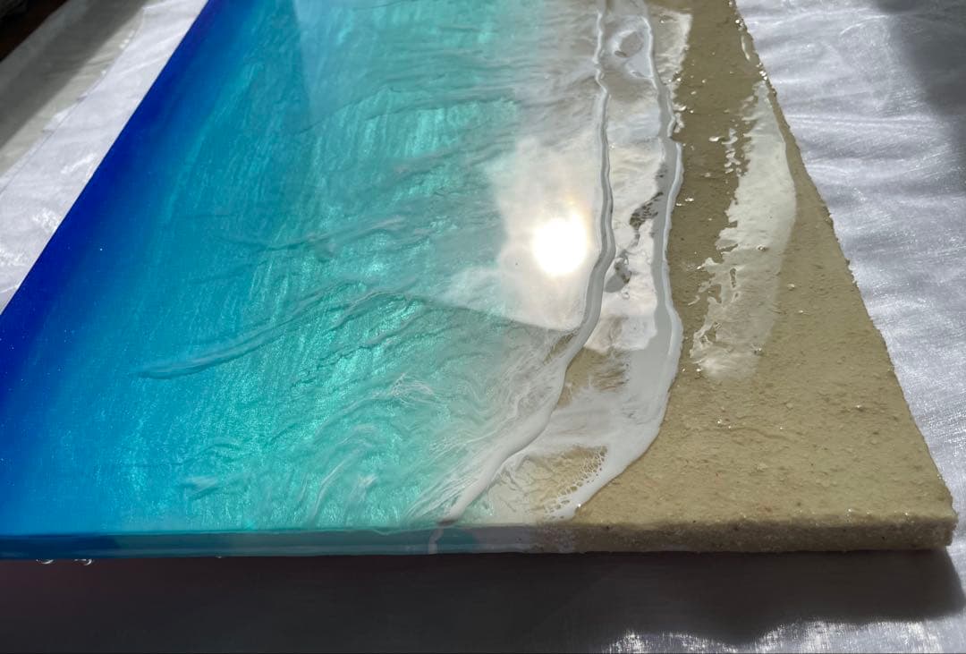 「受注制作」オーシャンレジン海アートロングパネルBIGパネル　W90㎝　H30㎝