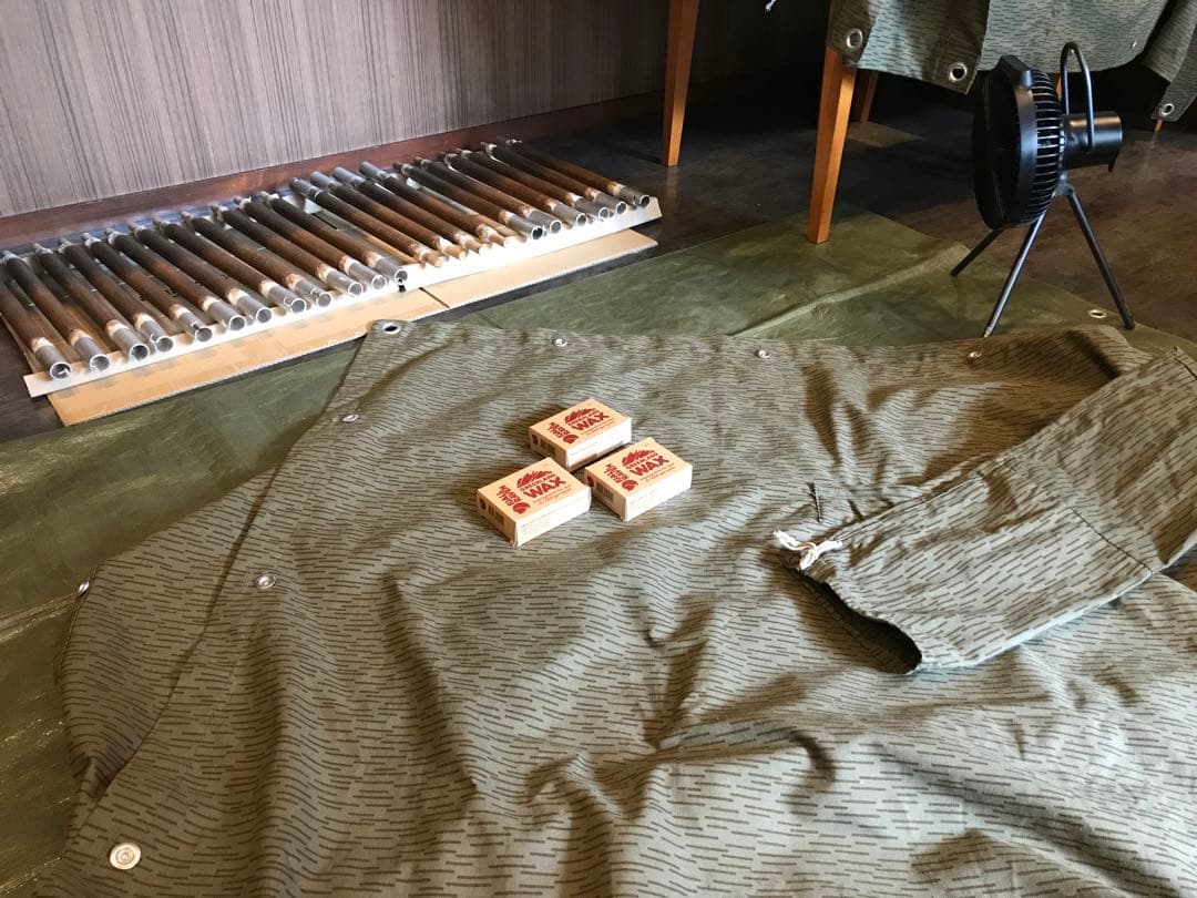 東ドイツ軍幕　4枚　デッドストック品　洗浄済　ワックス処理済　ポール、ペグセット