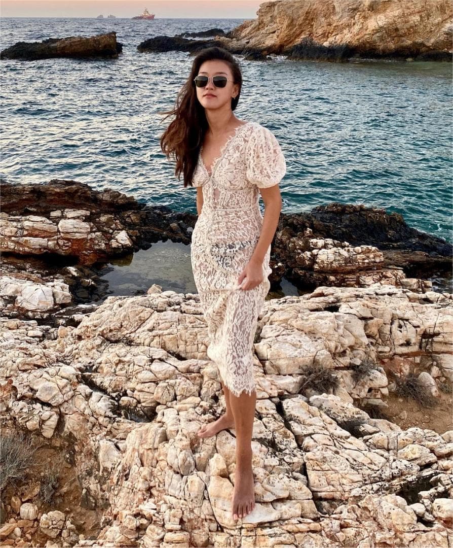 m*様 セルフポートレイト ワンピース ペプラム レース UK8 未使用 結婚式