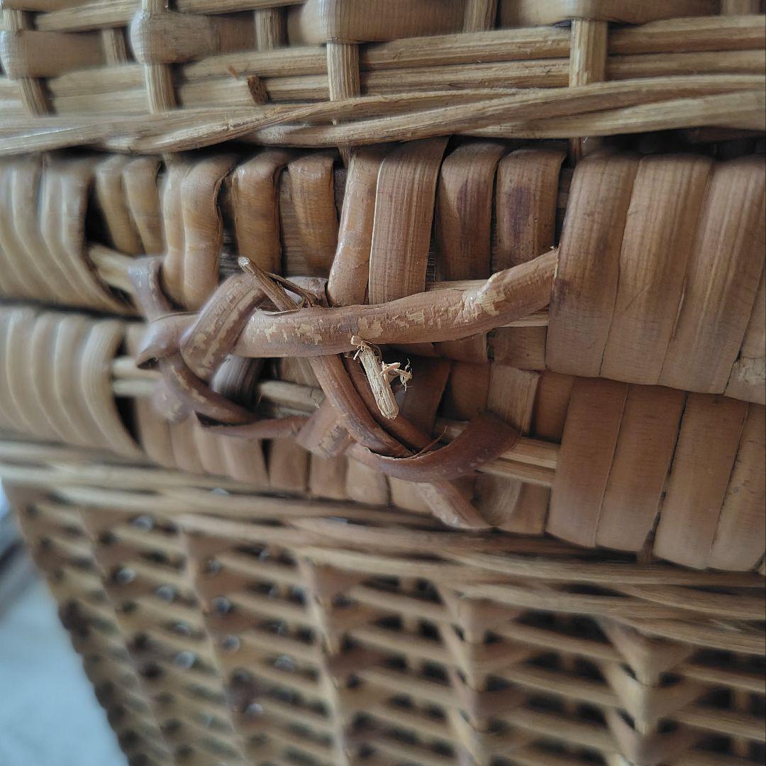 昭和レトロ 箱型 バスケット カゴ ラタン 藤 ヴィンテージ アンティーク