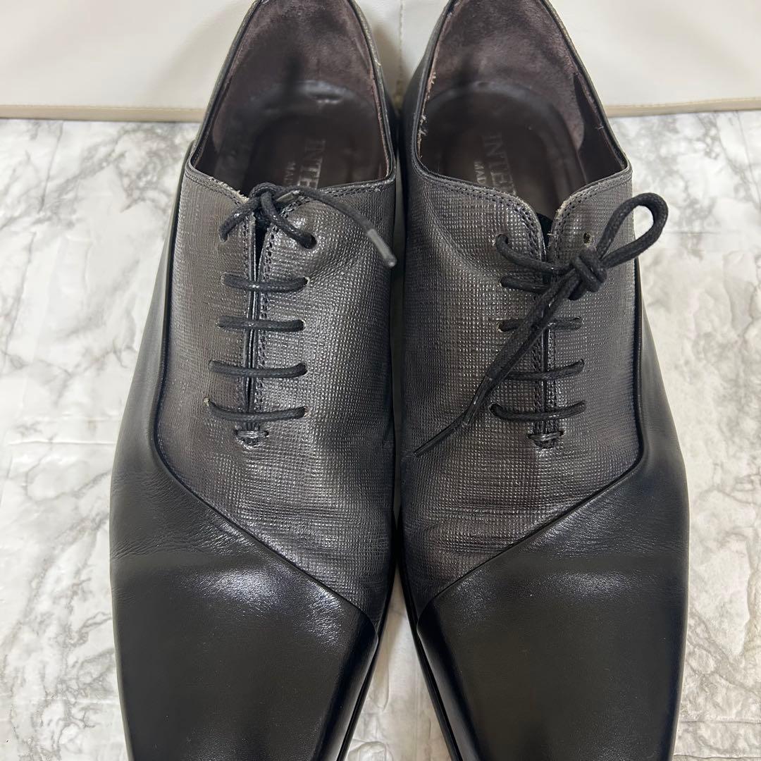 INTERESSA ドレスシューズ　スペイン製　27.0 斜め切り替えシュリンク