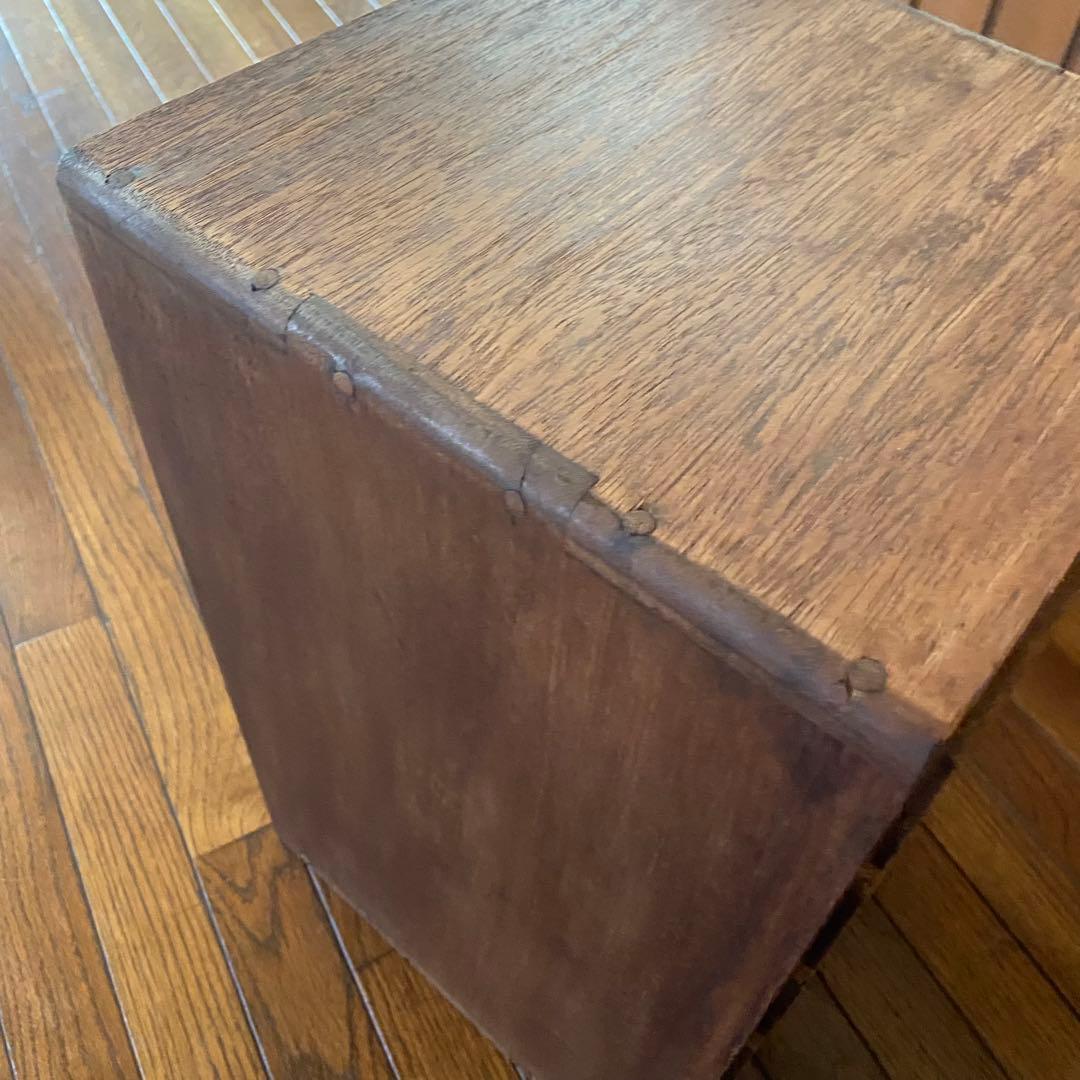 アンティーク　本立て付き小引き出し　古家具　花模様　昭和レトロ