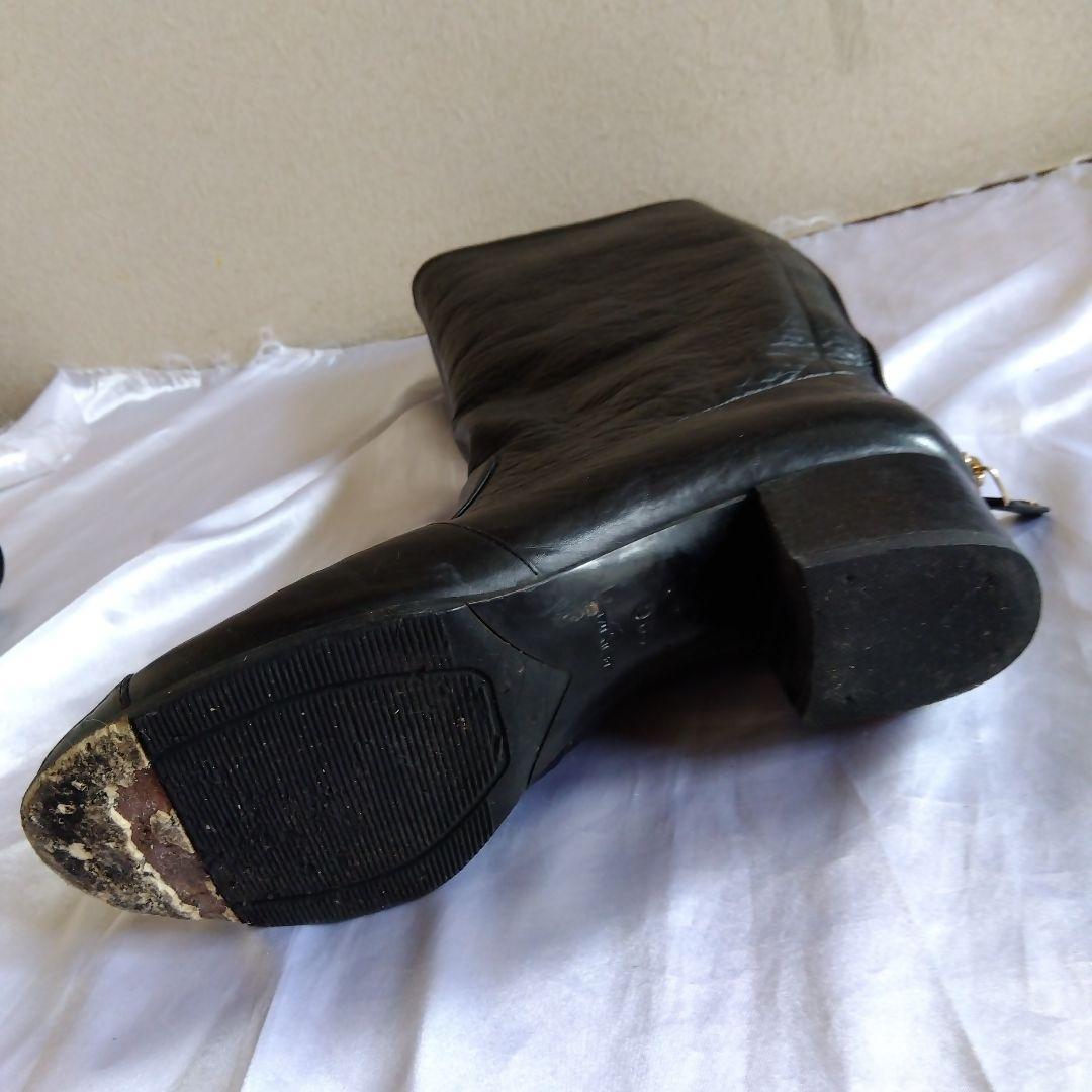 CHANEL 乗馬ブーツ 黒 39C 軽量 本革　箱　保存袋　大丸