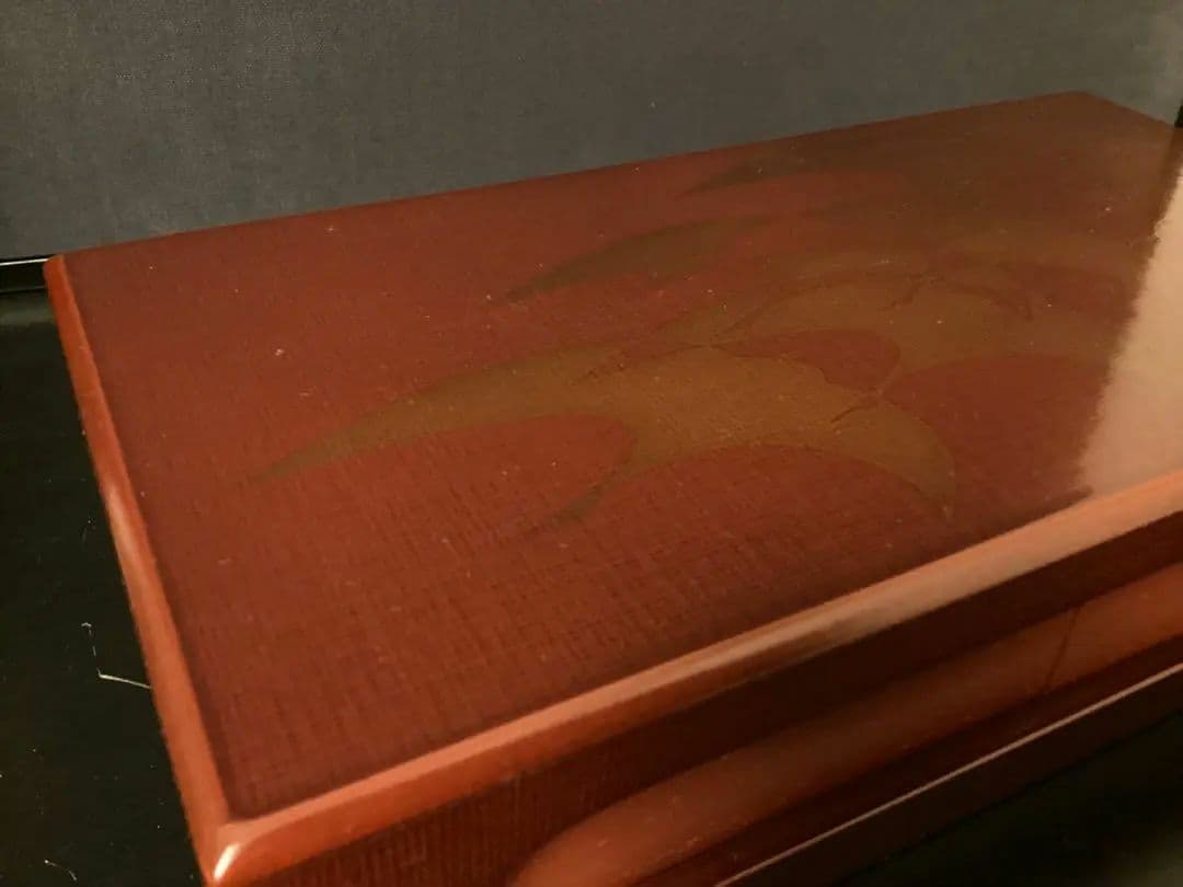 新品　象彦漆器 四方盆　菓子器 四角形 濃い赤色　箱付き