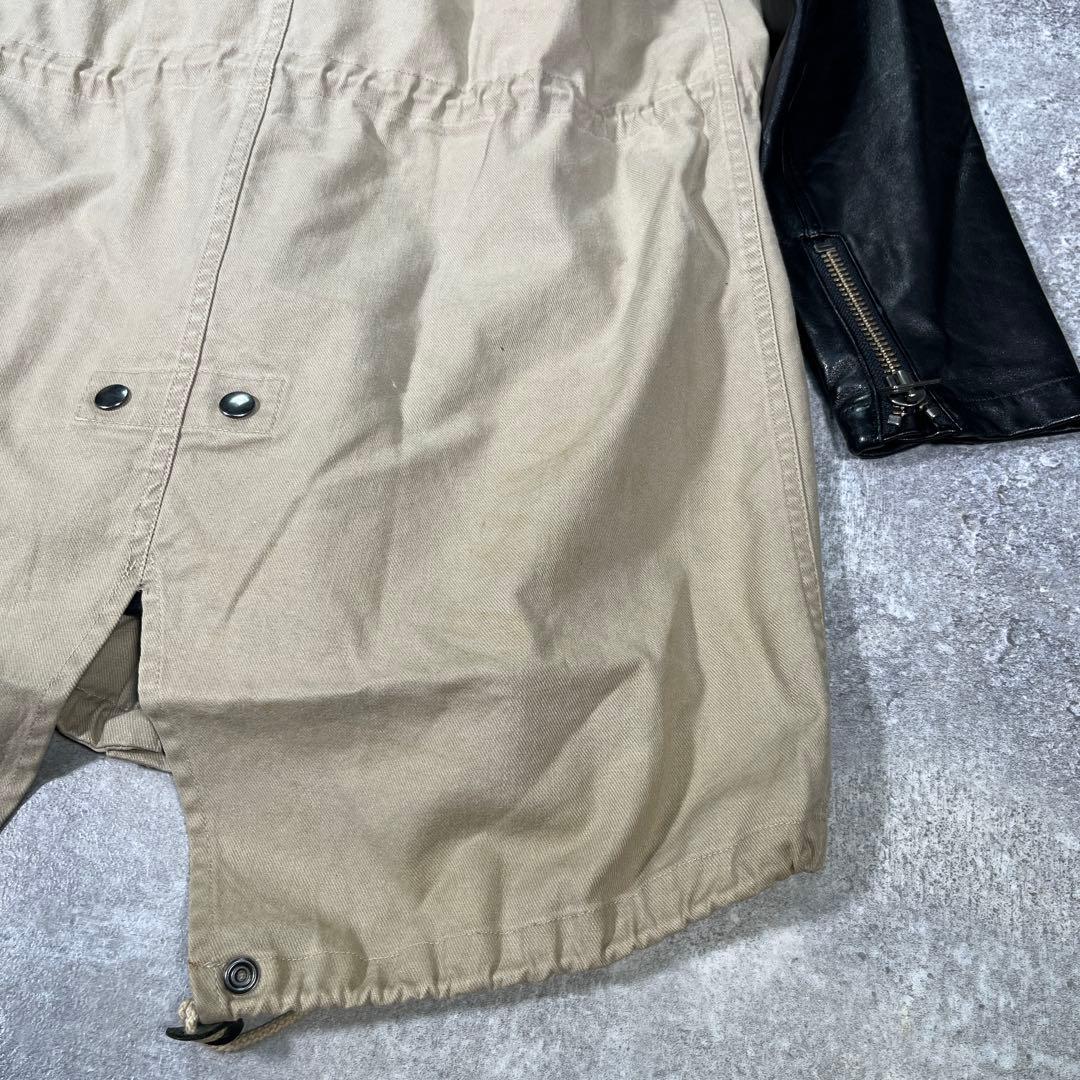 ▼クリスチャンダダ　モッズコート　レザー切替　M ライナー　ファー　Y2K 日本