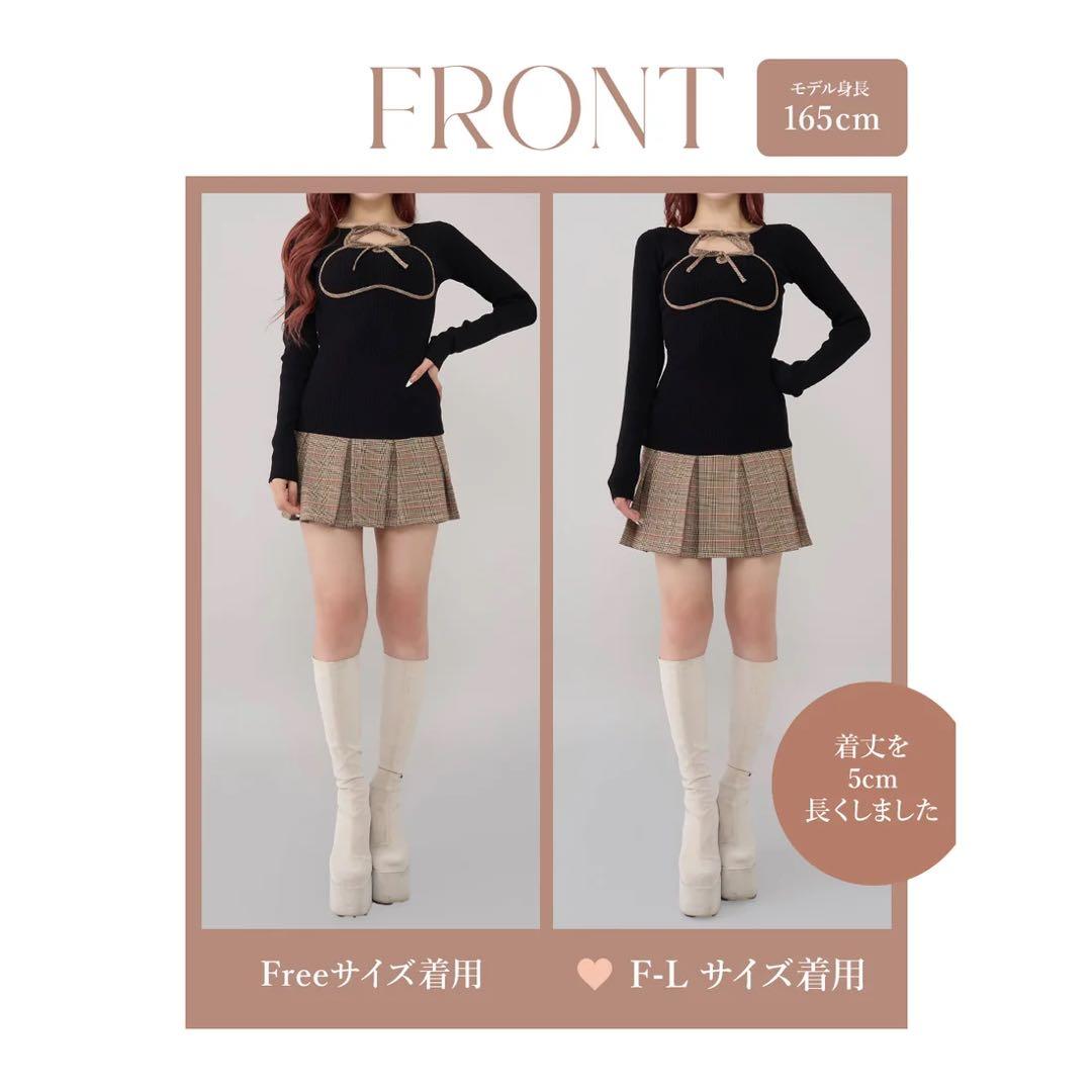 新品タグ付 ダーリッチ ブラック FL ポイントチェックニットミニワンピース