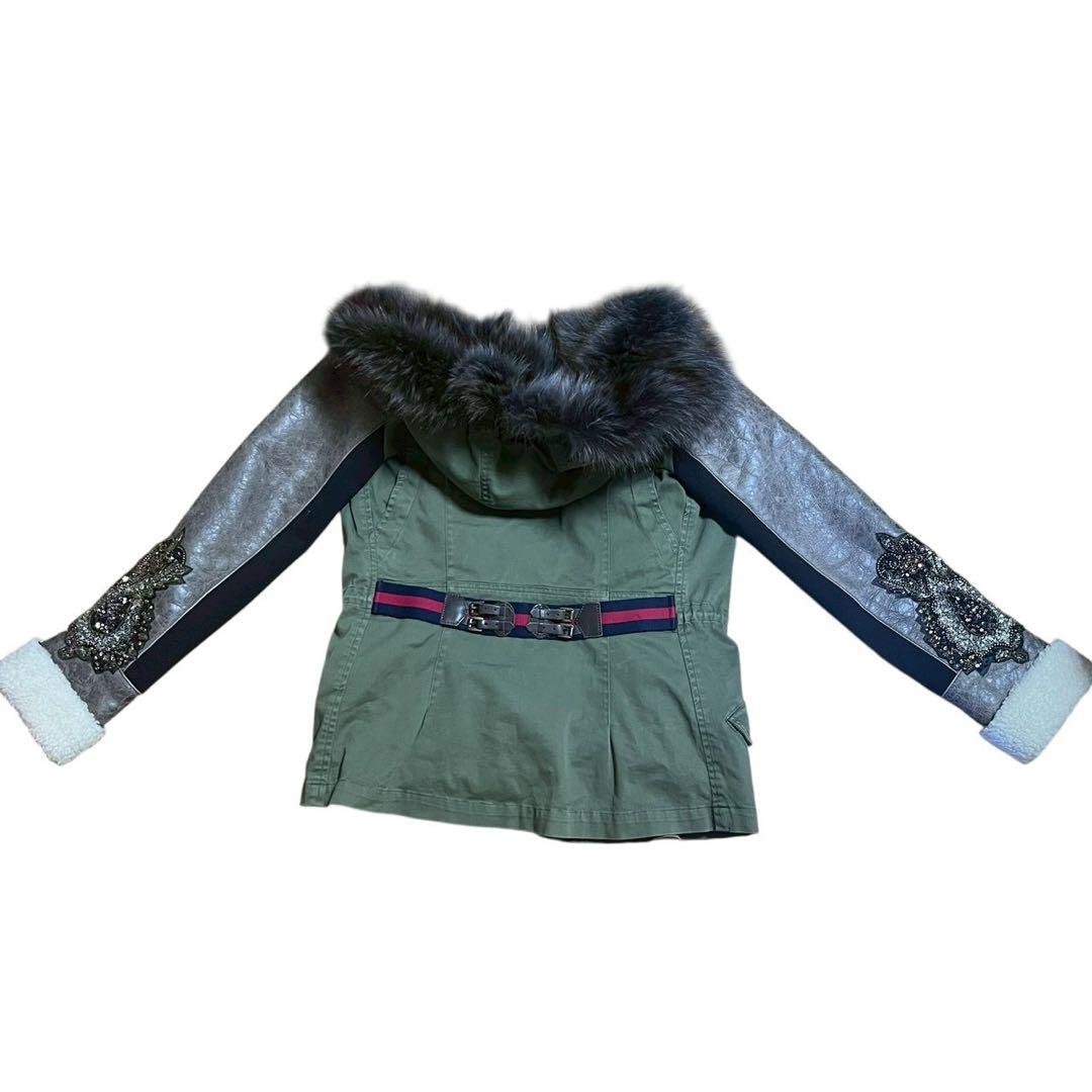 レア♡ イタリア製！リアルレザー　リアルファー　スパンコール　3ウェイ　アウター