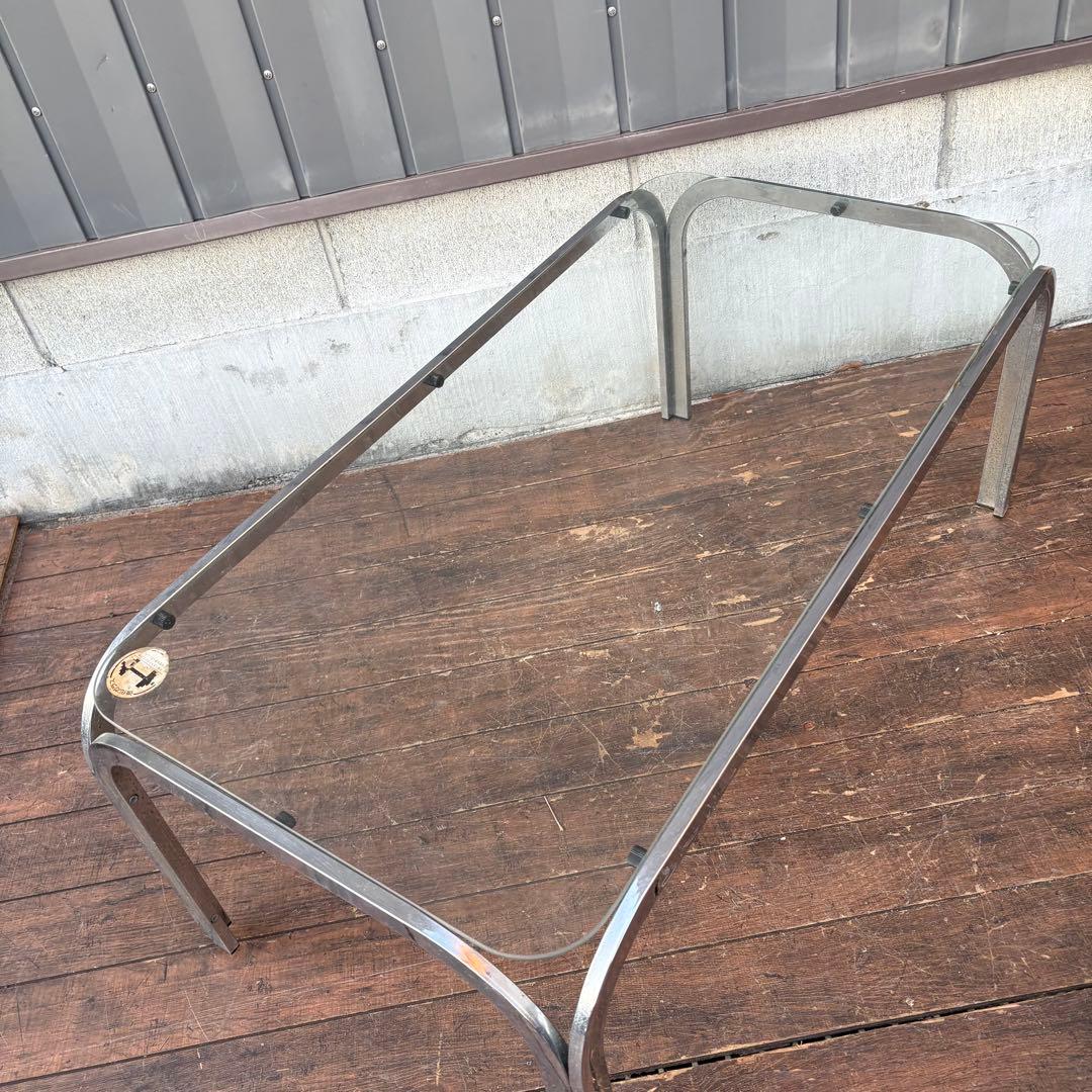 D壁 ミッドセンチュリー 森六家具工業 モリロク メタルフレーム ガラステーブル