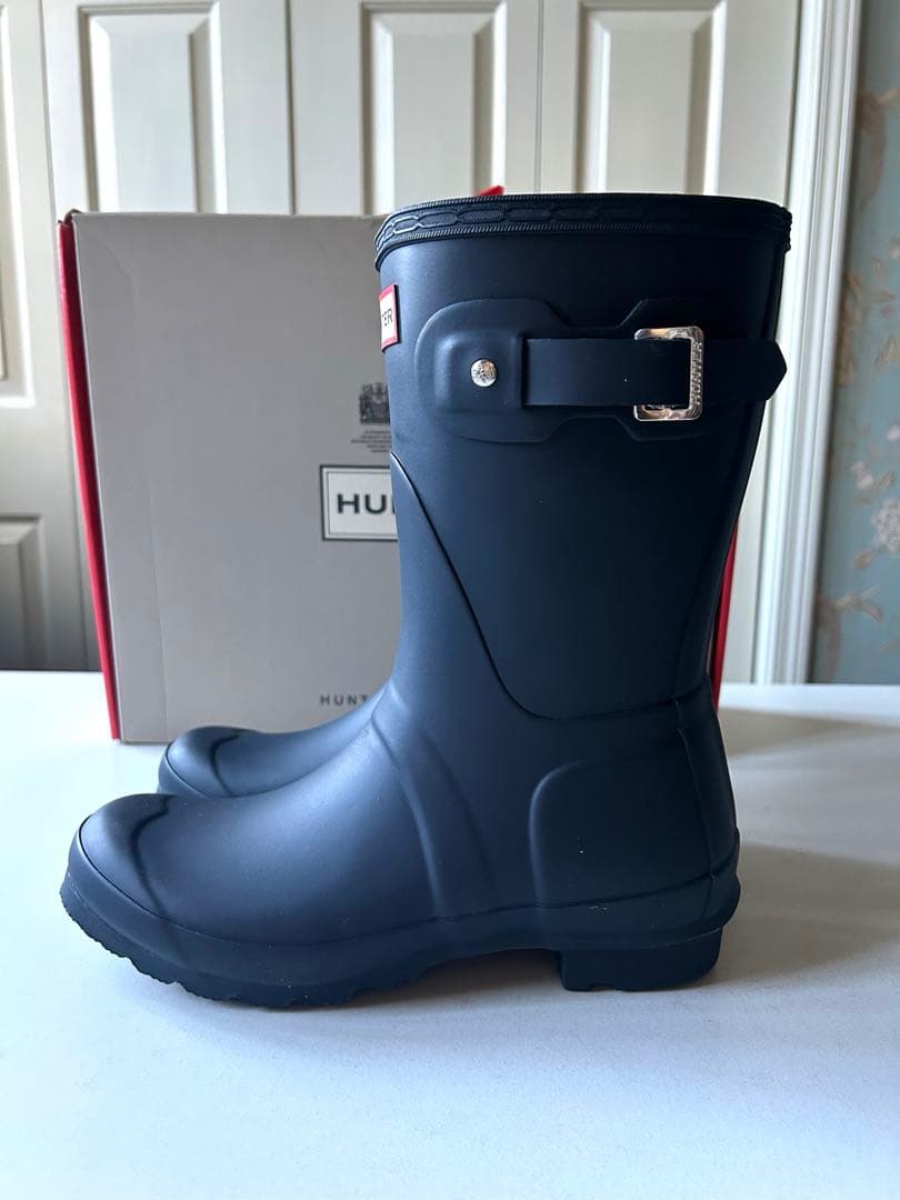 ☆ひまわり☆HUNTER☆レインブーツ ミドル丈 NAVY UK5