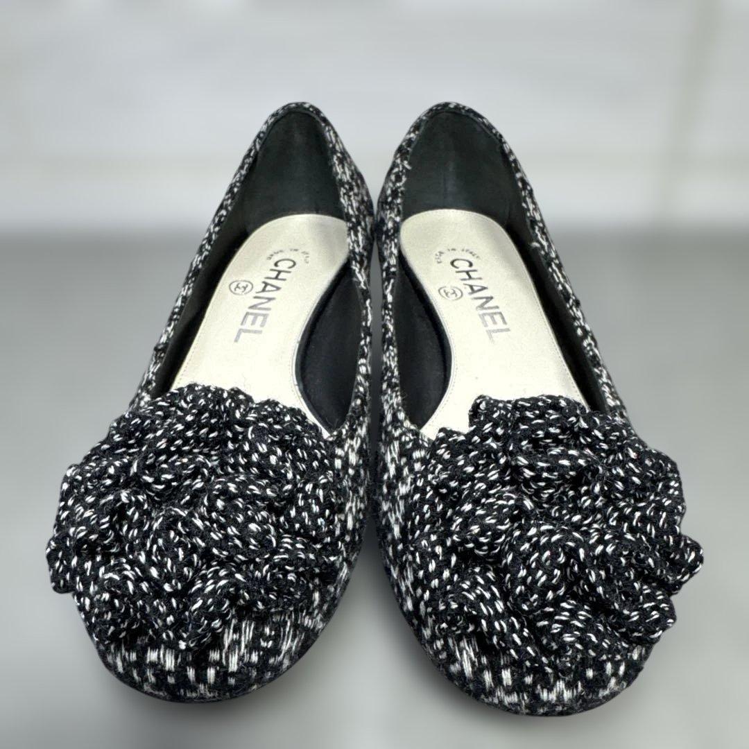 CHANEL シャネル　カメリア　パンプス　ツイード　ココマーク
