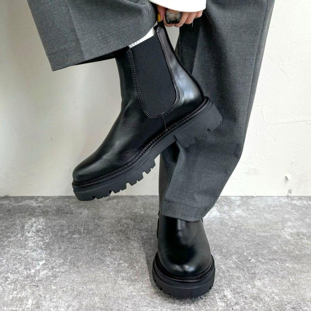 【れい】ENESS エネス サイドゴアブーツ 37 23.5㎝ブラック黒