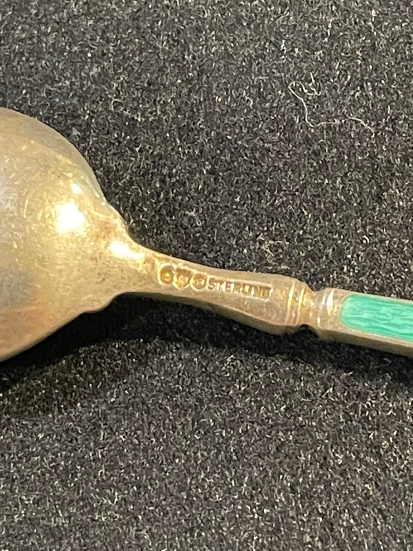 デヴィット アンデルセン スプーン シルバー 純銀 グリーン　七宝焼