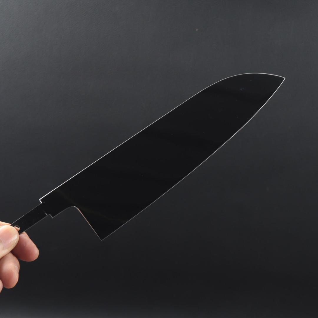 10891 三徳包丁 7寸 鏡面仕上げ 家庭用 業務用 両刃 黒檀黒水牛角八角柄