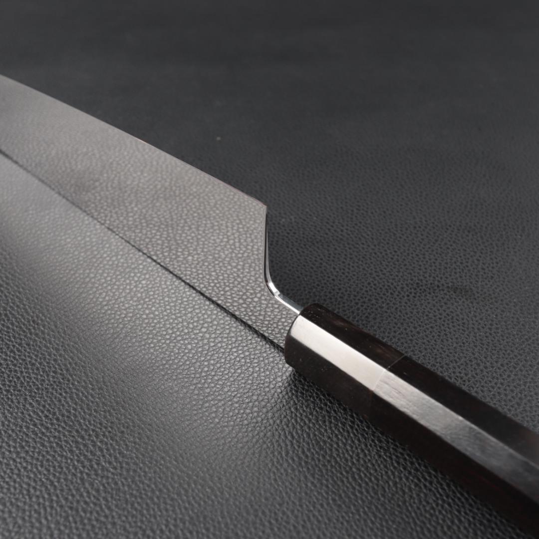 10891 三徳包丁 7寸 鏡面仕上げ 家庭用 業務用 両刃 黒檀黒水牛角八角柄