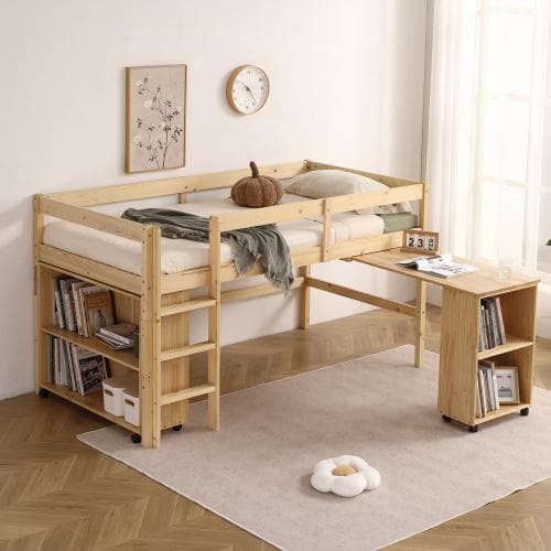 【10cm厚さマットレス付き】システムベッド ロフトベッド 木製 シングル ベッ