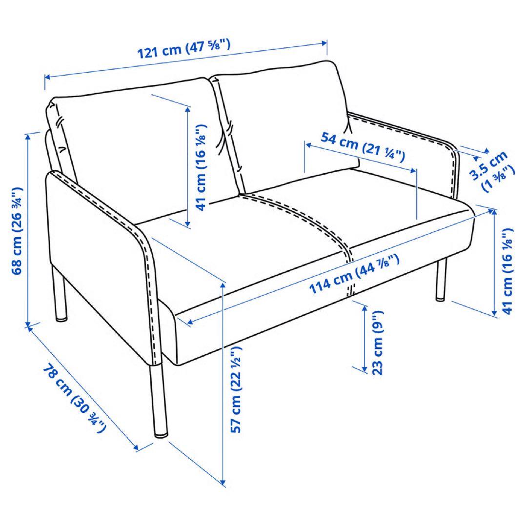 【送料込み】 ソファ ソファー 2人掛け 肘付き グレー グレイ 灰色 IKEA
