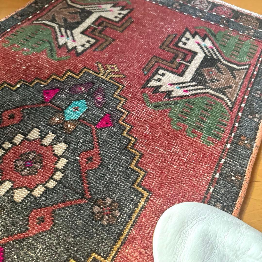 48×102 深みある赤茶色×グレイ　メダリオン　トルコヴィンテージラグ