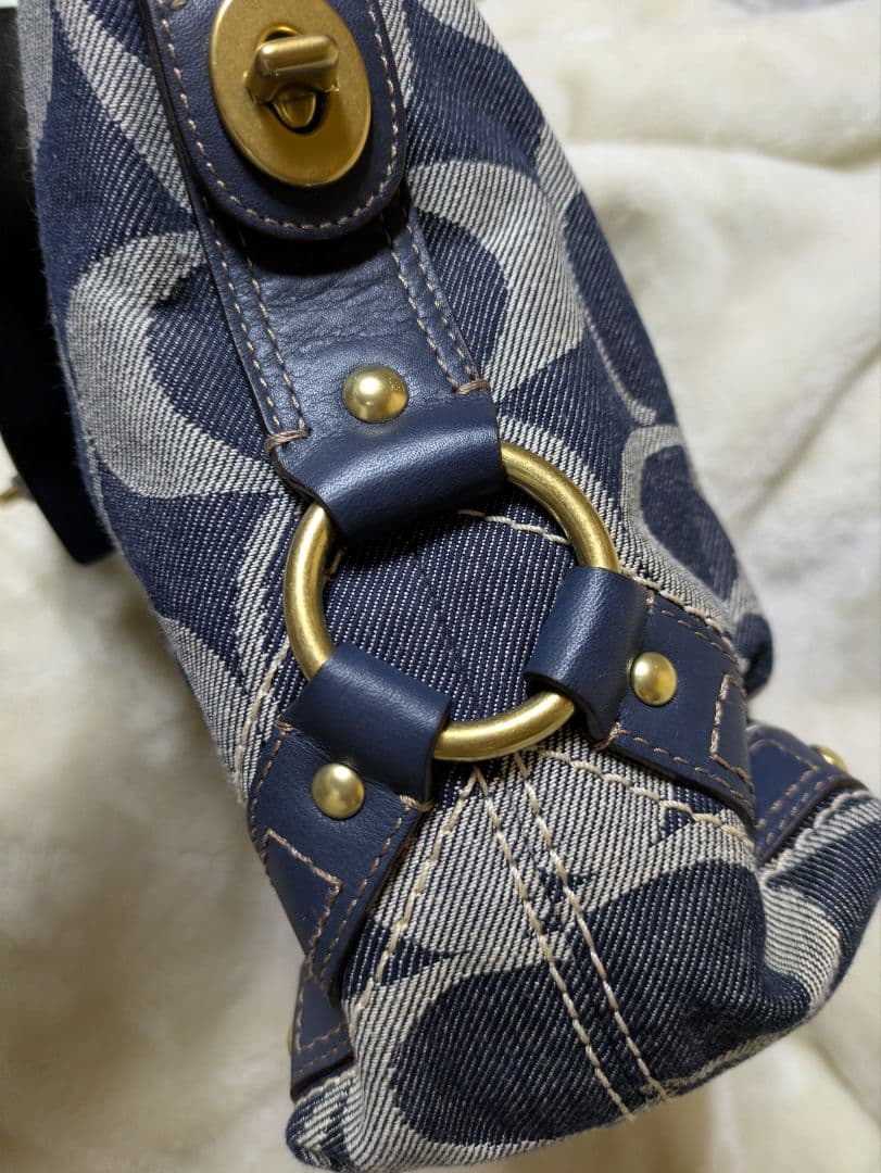COACH ワンショルダーバッグ デニム風 ネイビー　美品