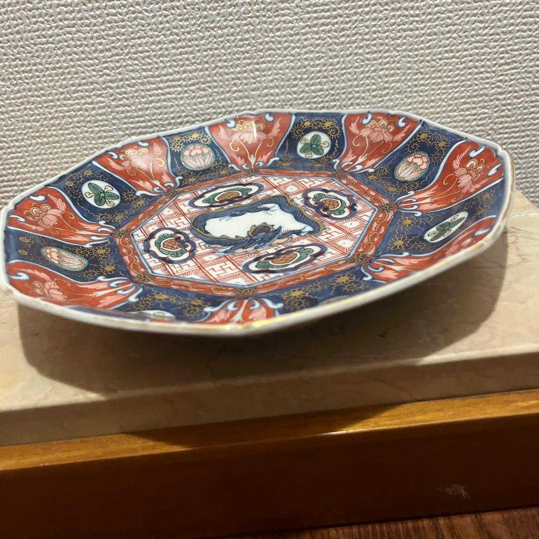 古物八角形皿