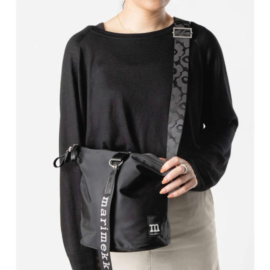 marimekko マリメッコ ショルダーバッグ ロゴ ウニッコ ブラック　黒