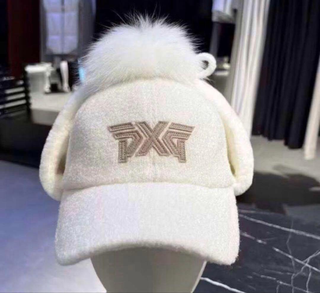 【新品未使用】pxg ゴルフレディース冬用キャップボンボン 耳あて 防寒
