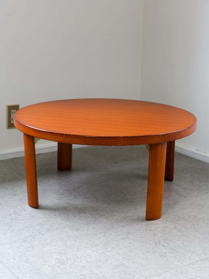 フクダクラフト　90年代 天然木円卓　折りたたみ　モダン ラウンド ローテーブル