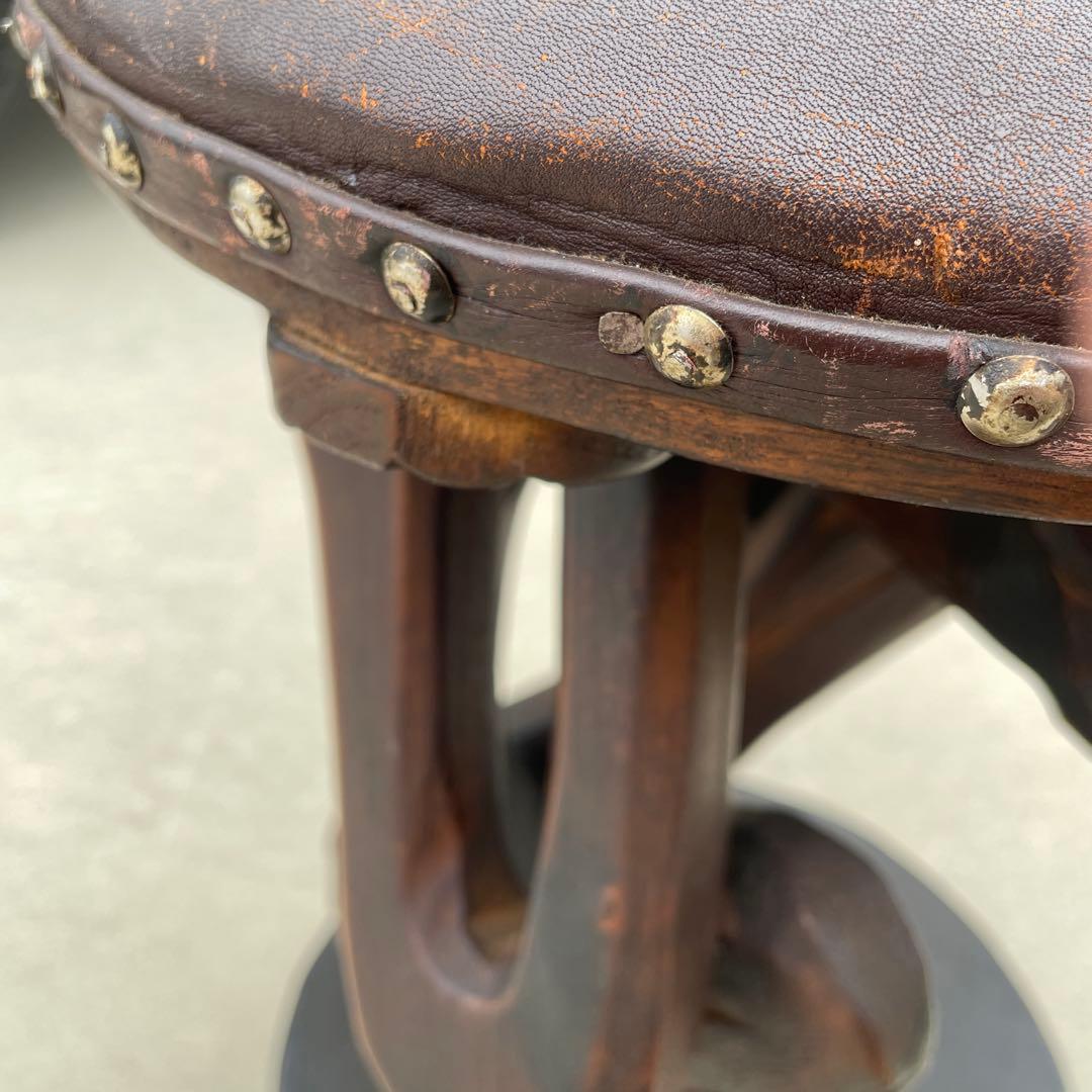 木製　木彫り　アフリカ　スツール　ガーゴイル　丸椅子　ヴィンテージ　民芸