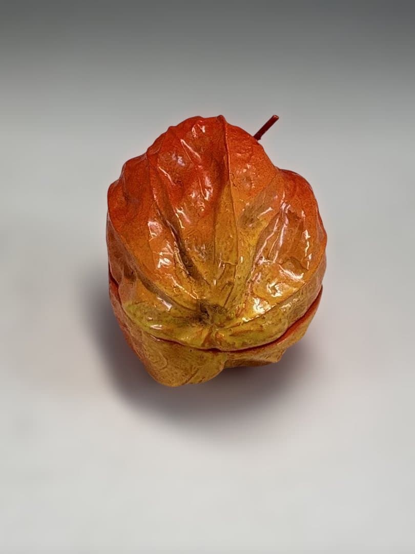 【中古品】粒俵造　乾漆　酸漿香合（共箱）