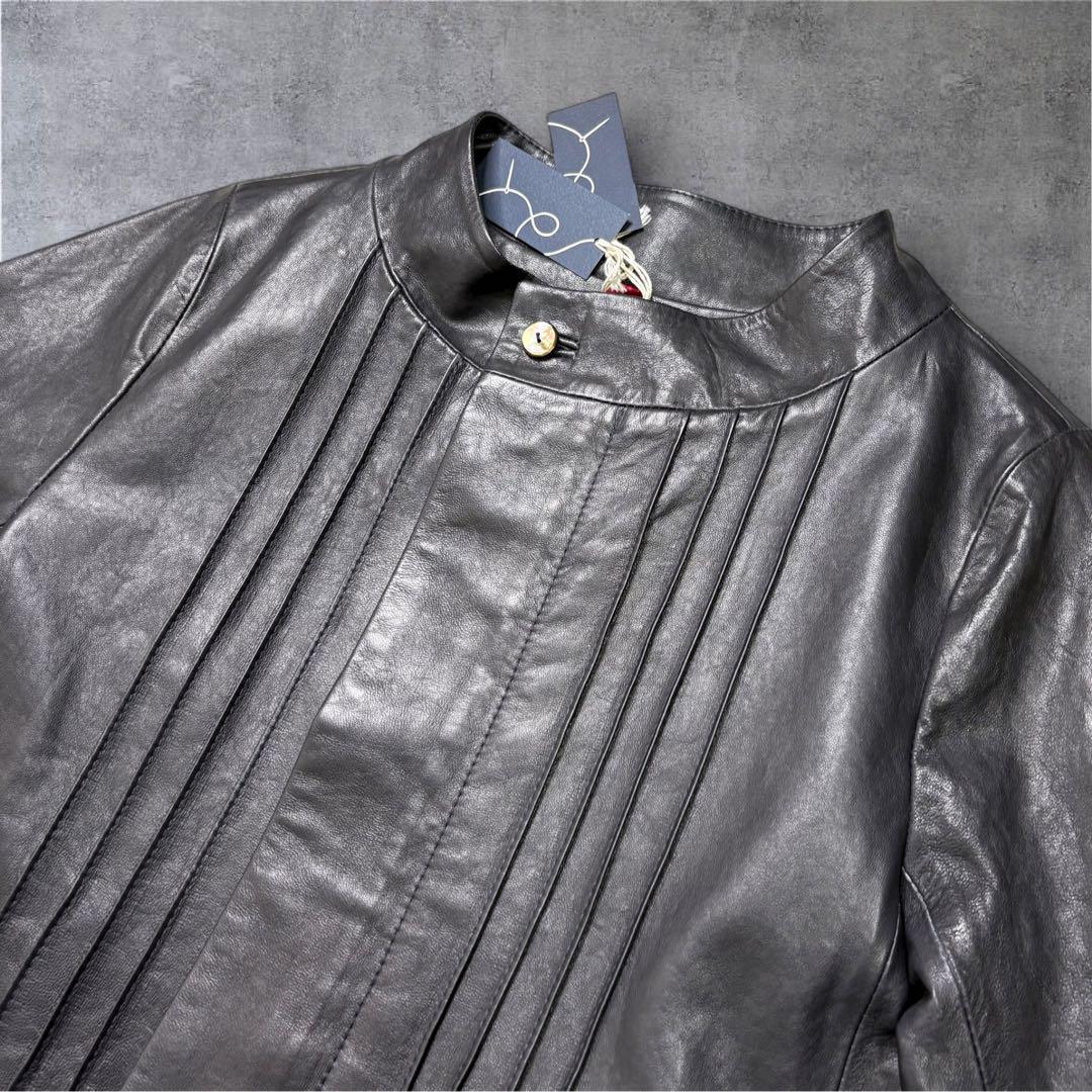 【新品】 パラスパレス ラムレザー ノーカラー ジャケット イタリア製 M相当