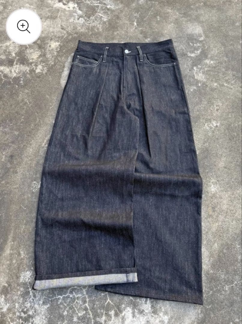 BELVET Classic Rigid Tuck pants ダークデニム