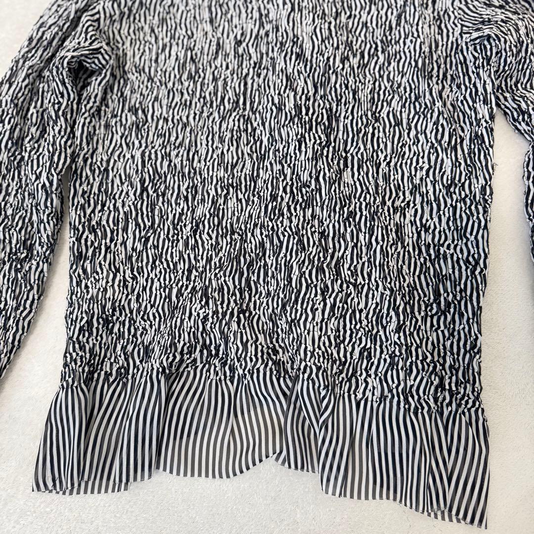 ISSEY MIYAKE プリーツ　ブラウス　変形　白　黒　長袖　Mサイズ
