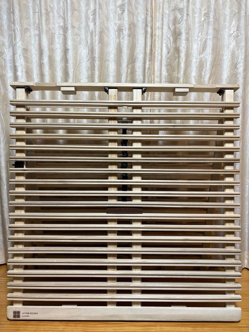 すのこベッド　折りたたみ　シングル　桐すのこ　みやび格子　簡単布団干し